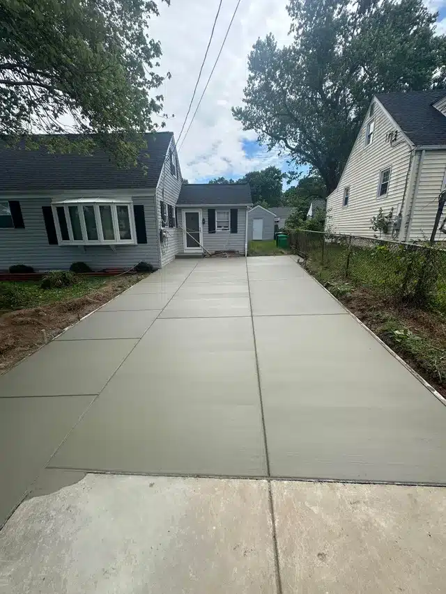 New concrete driveway installation by Bright Concrete LLC in Maryland